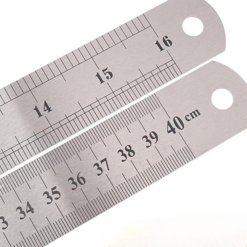Stainle Steel Metal Straight Ruler Precision Double Sided Precision Measur Tool Scale Metric Ruler 15-50cm The Scale Table Clear