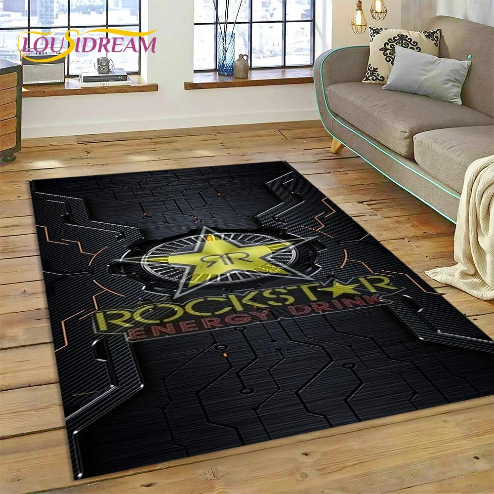 3D Rockstar Energy Logo Sport Carpet Rug for Bedroom Living Room Home Sofa Decoration,Children Game Large Decor Floor Mat Gift
