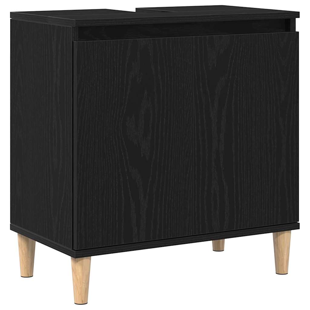 Wall Mounted Bathroom Furniture Set 3 pcs Black Oak Look