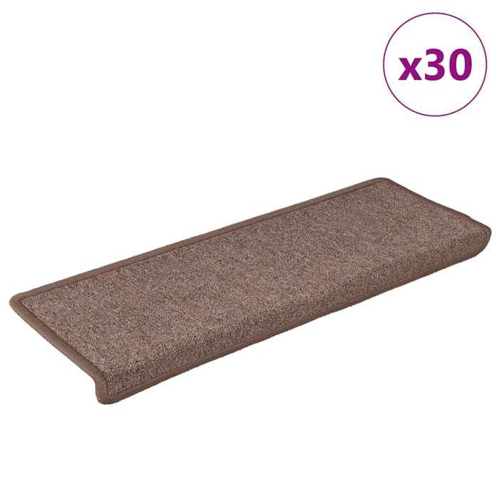 VidaXL Tapis d'escalier 30 pièces 65 x 21 x 4 cm Marron Bord rectangulaire 3365776