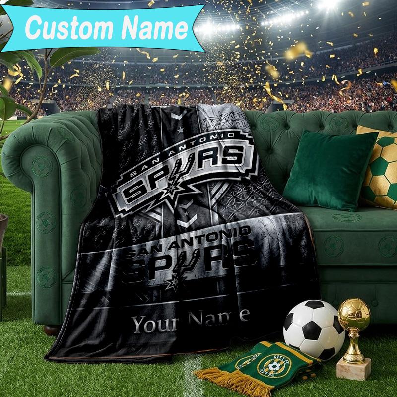 Custom Name Blanket Antonio Spurs Logo Blanket Bedding Blanket for Travel, Camping, Living Rooms, Offices, Sofas, Fan Christmas gift