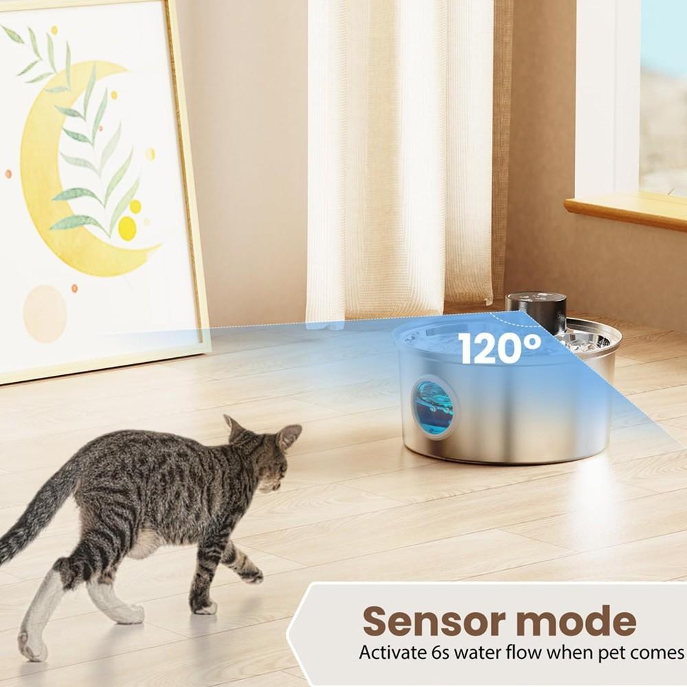 Stainless Steel Induction Pets Water Fountain Smart Pet Food Dispenser Tuya WIFI Rechargeable Automatic Feeder