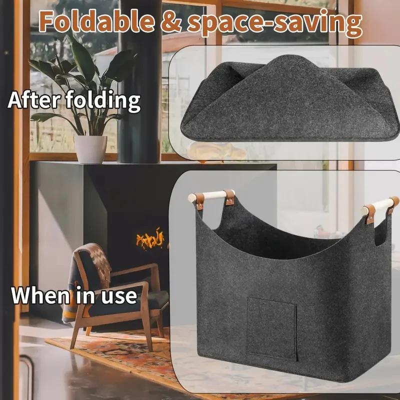 A Top Quality Large Capacity Foldable Firewood Box Wood Storage Basket for Fireplace Stove Clothes Organization Bin - New