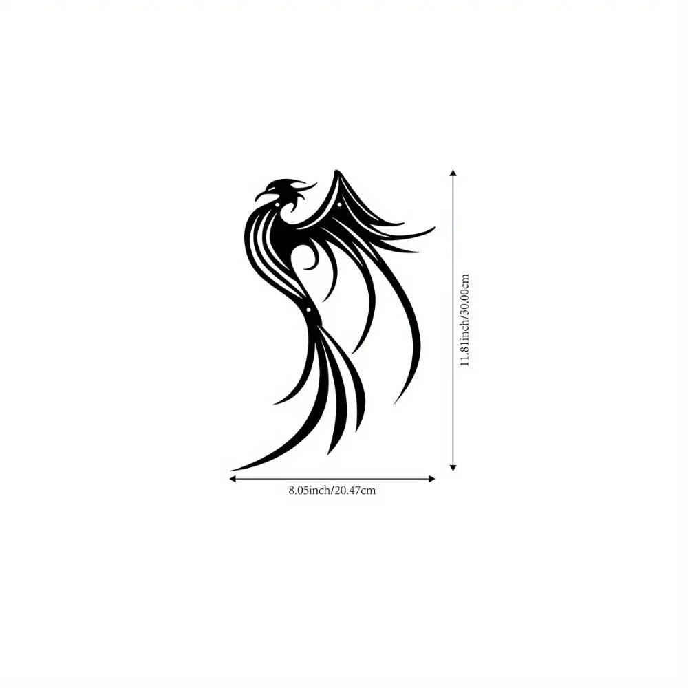 

Bohemian Metal Phoenix Wall Art Outdoor Indoor Wrought Iron Sculpture Courtyard Garden Living Room Elegant Hanging Mural 12in