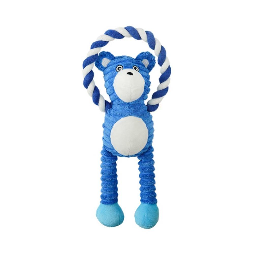 

Grinding Pet Bite Resistant Dog Chew Knot Animals Shaped Sounding Cotton Rope Pull Ring Cartoon Dog Squeaking Training синий