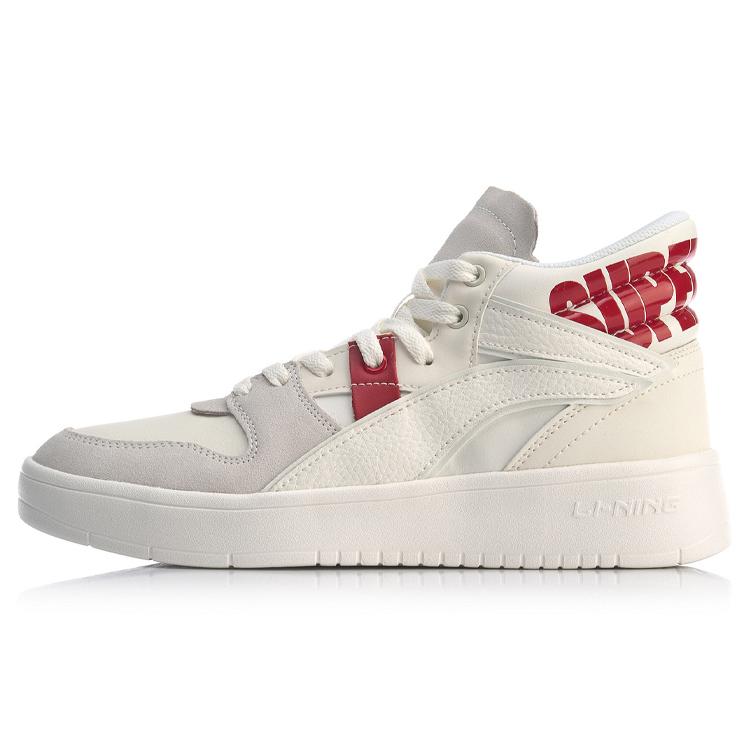 

новые LiNing Superwave Hi Нескользящие Амортизирующие Износостойкие Скейтбордические Кроссовки Мид-Топ Женские Белые Красные 38