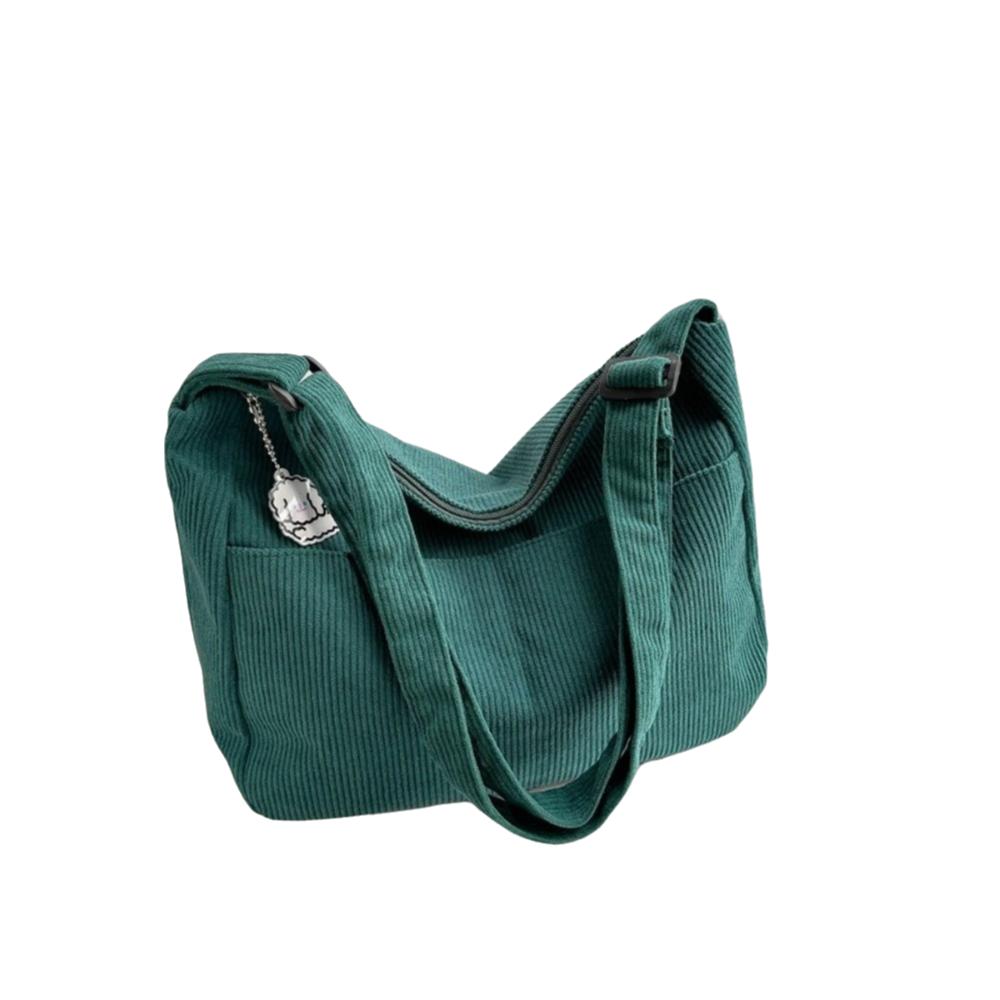 Korean Style Corduroy Shoulder Bag Solid Color Women Tote Bag Portable Crossbody Bag  Women