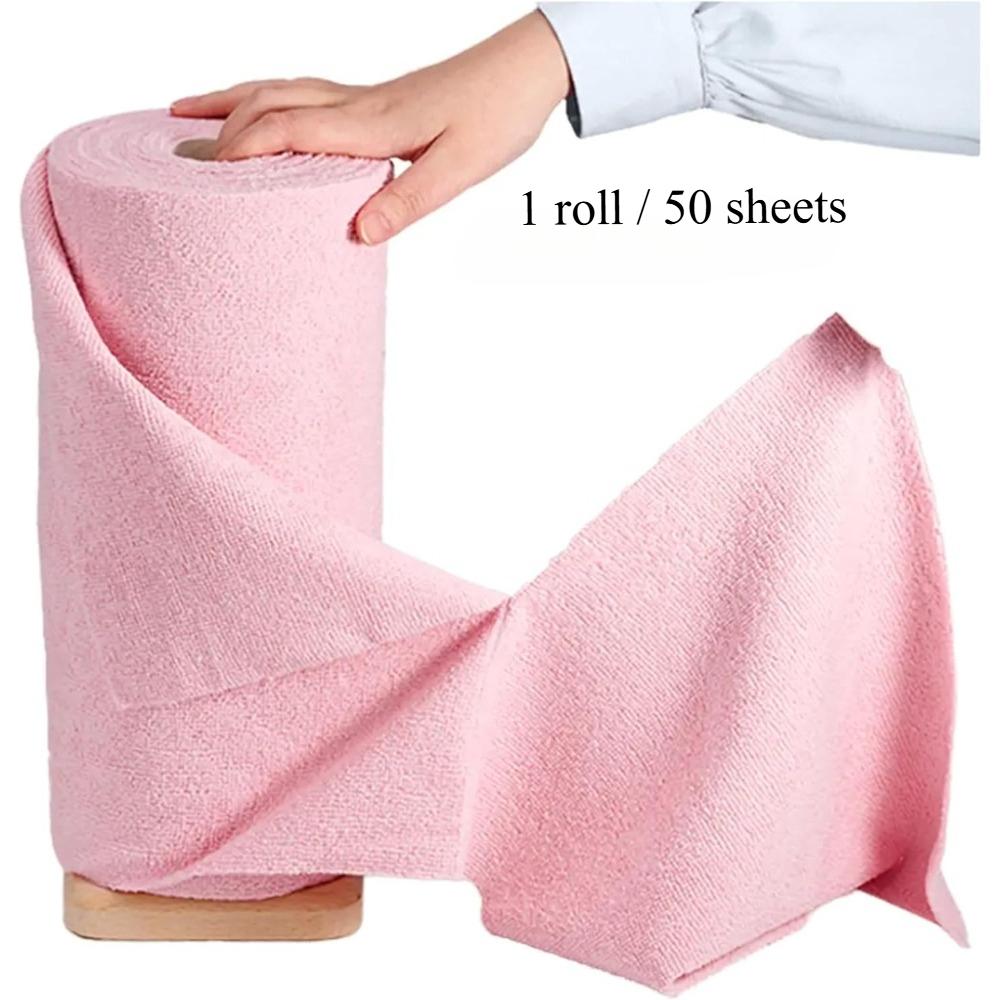 50 Pack Microfiber Cleaning Towels Roll, Tear-Away Reusable Rags, Ultra Absorbent Washable Cleaning Supplies