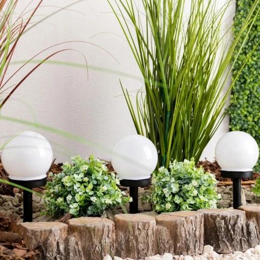 Lampa Solarna Ogrodowa Mocna Biała Kula Led Duża Xxl 2 Sztuki
