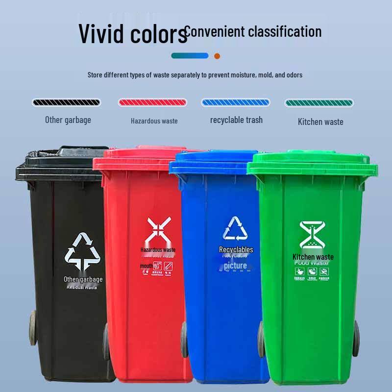 Ouzhuo 100L Blue Flip Lid Wheeled Recyclable Waste Bin