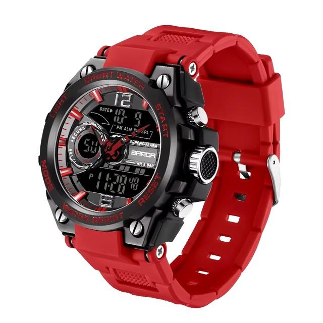 Sanda 6092 Fashion G Style Hot Sale Alarm Mode Waterproof Sports Hand Clock Analog Digital Display Stop Quartz Watch for Men