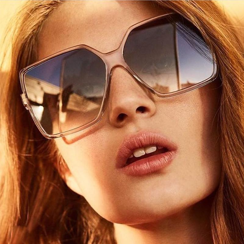 Higodoy Fashion Oversized Women Sunglasses Plastic Brand Designer Square Vintage Retro Gradient Female Sun Glasses UV400 Oculos