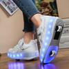 27-40 Kids's Lighting Sneakers Rubbing Shoes Boys's Shoes Solid Milky Patch Can Charging Lantern Shoes Glowing Sneakers with Charging