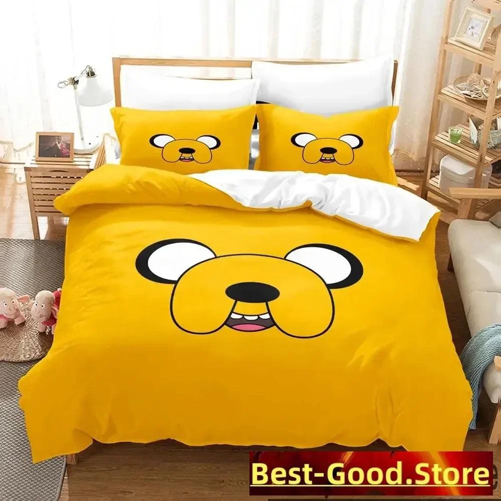 3D Print Adventure Time Finn Jake The Dog Face Printed Bed Set Duvet Cover Pillowcase Bedding Set Linen Sheet Quilt Cover Size