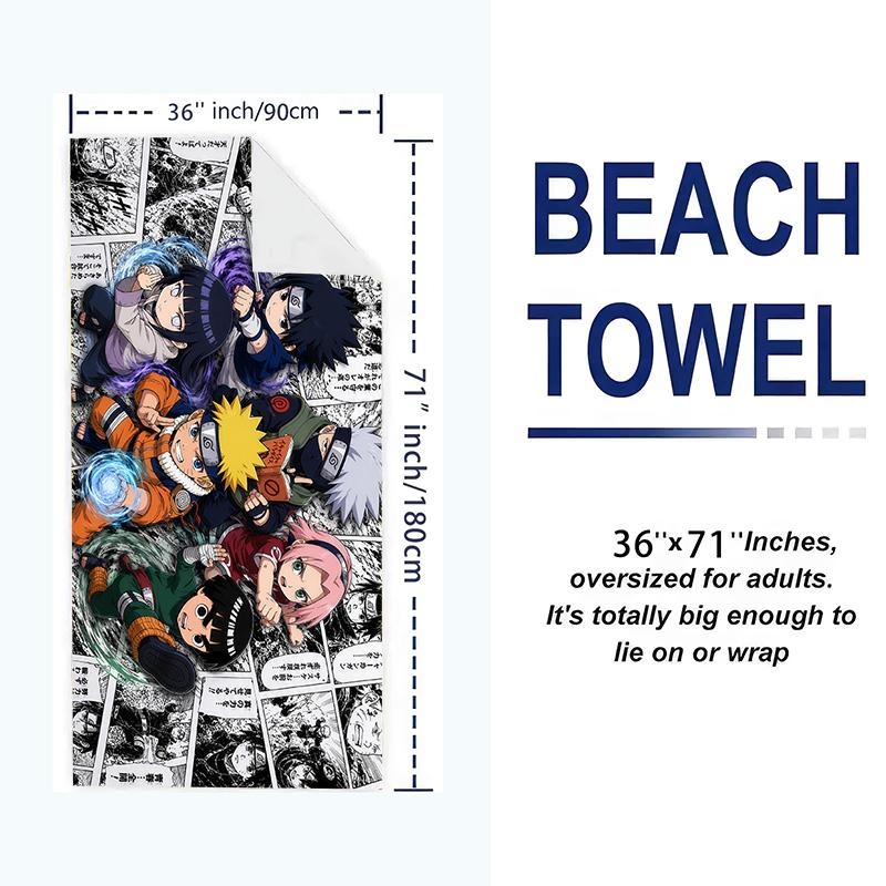 Anime Uzumaki Naruto Print Beach Towel, Large Soft Quick Dry Towel for Beach Camping Swimming