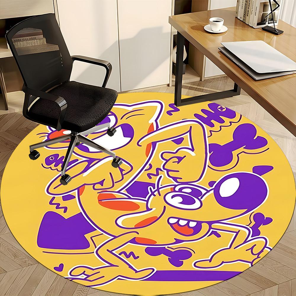 1pc CatDog Office Round Area Rug, Under Office Chairs Bedroom Living Room Home Decor, Room Deco