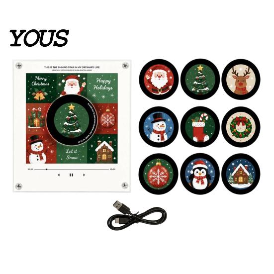 Customizable Audio Message Player Programmable Vinyl Record Fridge Magnet with 9 NFC Music Records, Retro Aesthetic Magnetic Personalized Sound