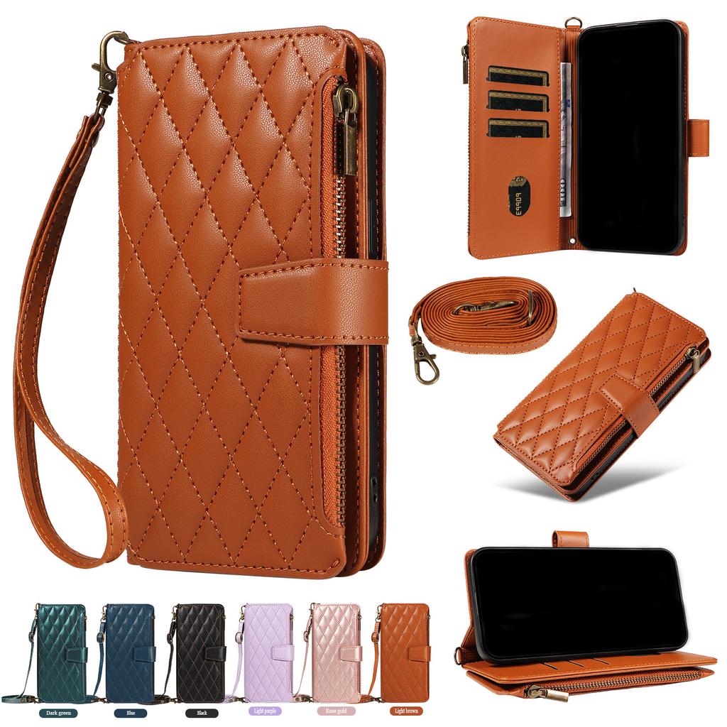 Suitable for Samsung S25 ULTRA Mobile Phone Case S24FE Zipper Card S10 E Mobile Phone Case with Lanyard