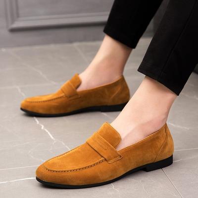 Duży rozmiar męskie leniwe małe skórzane buty styl brytyjski casualowe codzienne mokasyny proste zamszowe wsuwane modne buty