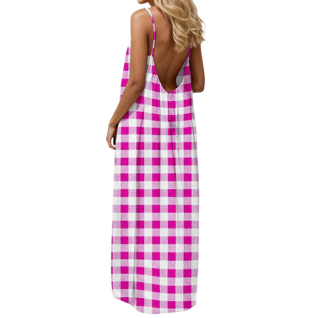 Women's casual fashionable striped checkered printed dress