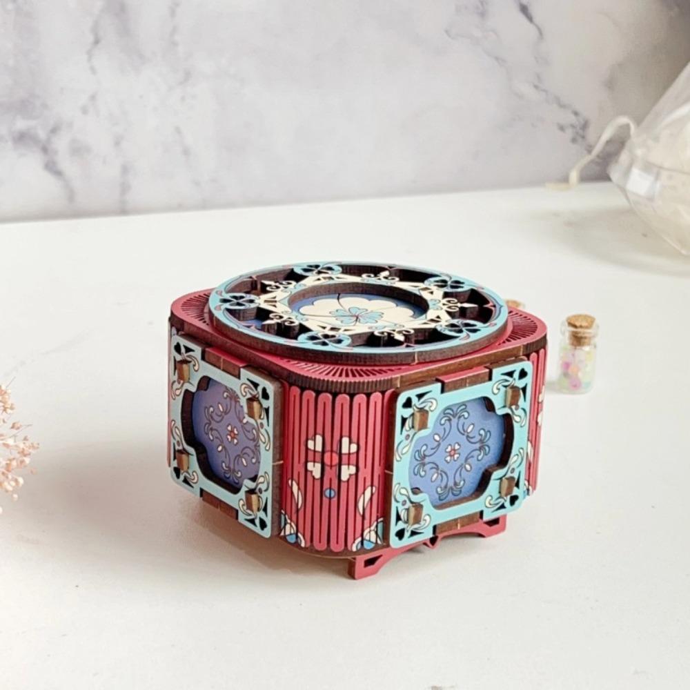 Modellkészlet Zenedoboz Fa Rejtvények Kézzel Összeszerelhető Gyűrűs Doboz Gyerek Játék 3D Rejtvény Zenedoboz Tinédzser