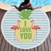 Tropical Flamingo Round Beach Towel Microfiber Water-Absorbent Green Plant Sport Towel Bath Swimming Laying Beach Towels 150Cm