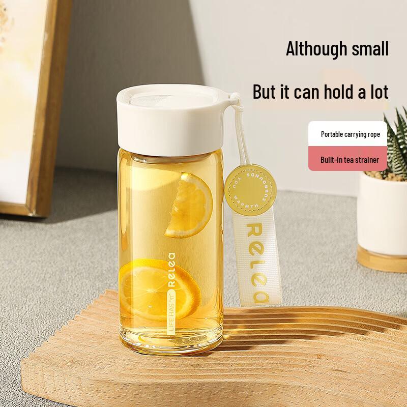 RELEA Single-Layer Portable Borosilicate Glass Tea Cup