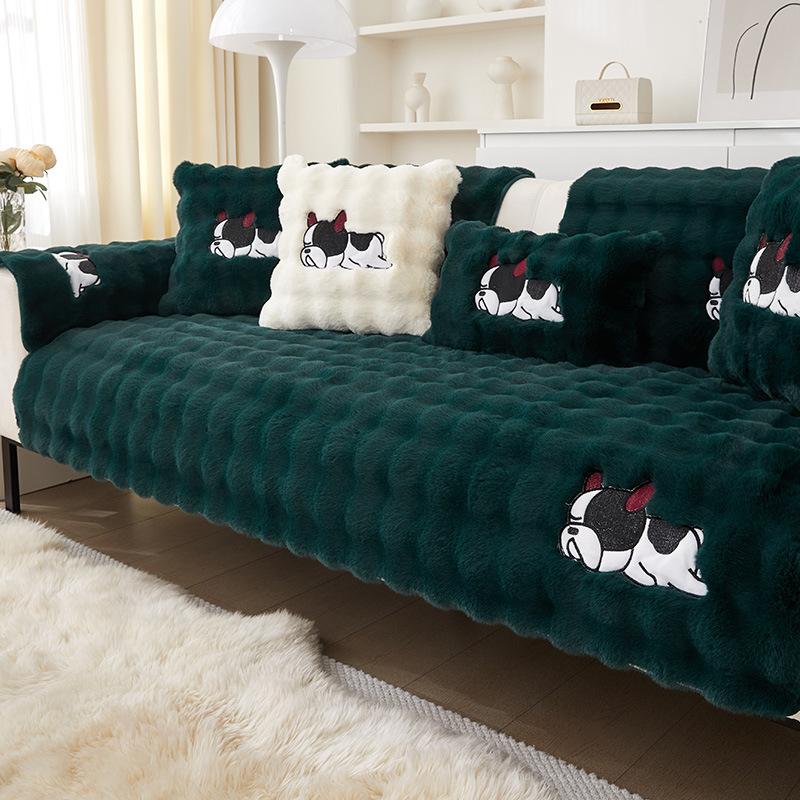 

1 шт. Плюшевая подушка для дивана из искусственного кролика, Любимая питомцем, Подходит для собак, Чехол для дивана, Плюшевый протектор для подушки сиденья, Пушистый нескользящий чехол для дивана 90*160cm