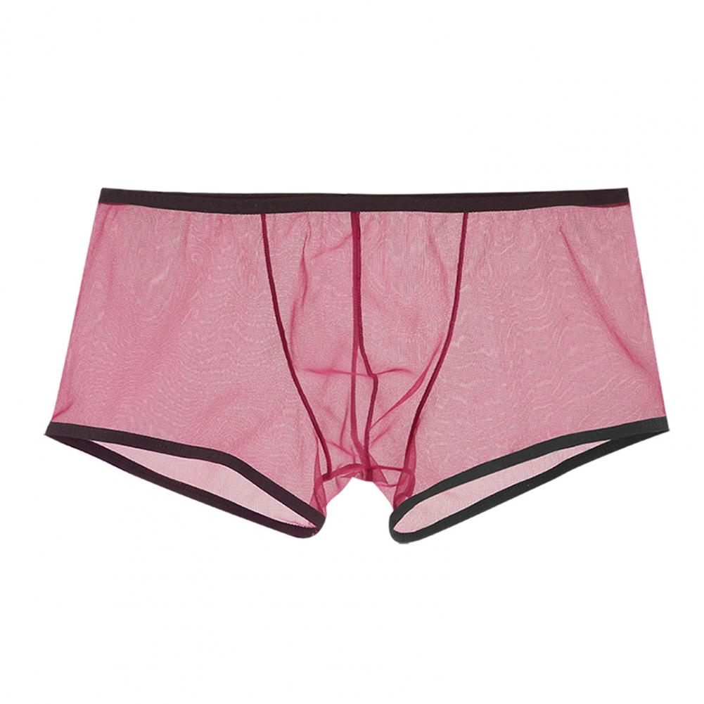 Men Boxer Underwear Transparent Mesh Perspective Shorts Panties Low-rise Moisture-wicking Boxer Shorts