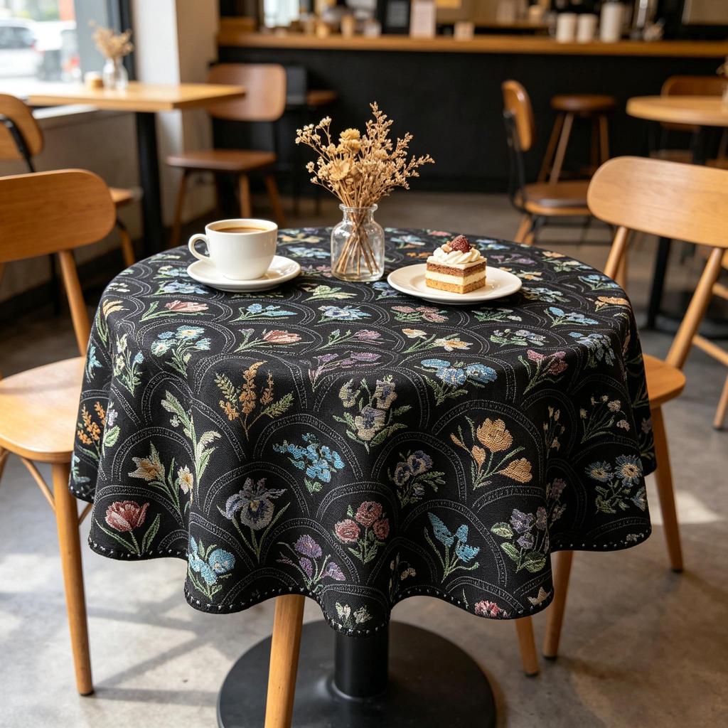 Kitchen Dining Table Living Room Home Use Cotton Fabric Round Tablecloth