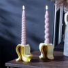 Gypsum Candlestick Silicone Mold Handmade Candle Base Mould Decorative Banana Shape Home Decoration Making Mould