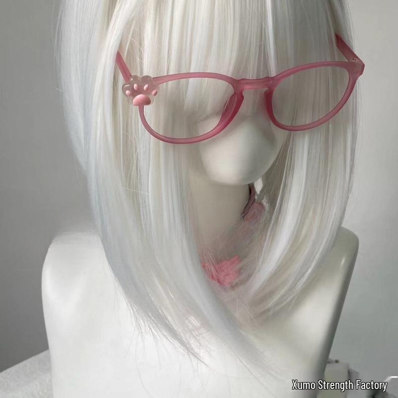 Süßer Rosa Aquarell Katzenpfoten Brillenrahmen - Moe Stil, Semi-Titanium Clip-On, Betont Gesichtszüge für Fotos