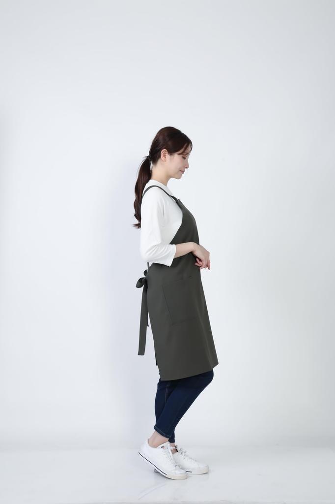 Fartuch śliniakowy Fartuch śliniakowy GT7013 Unisex Elastyczny Mundurek restauracyjny Khaki M [Seven Uniform] W kształcie litery H Wodoodporny Olejoodporny Szybkoschnący