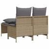 4 Piece Beige Poly Rattan Garden Sofa Set with Cushions