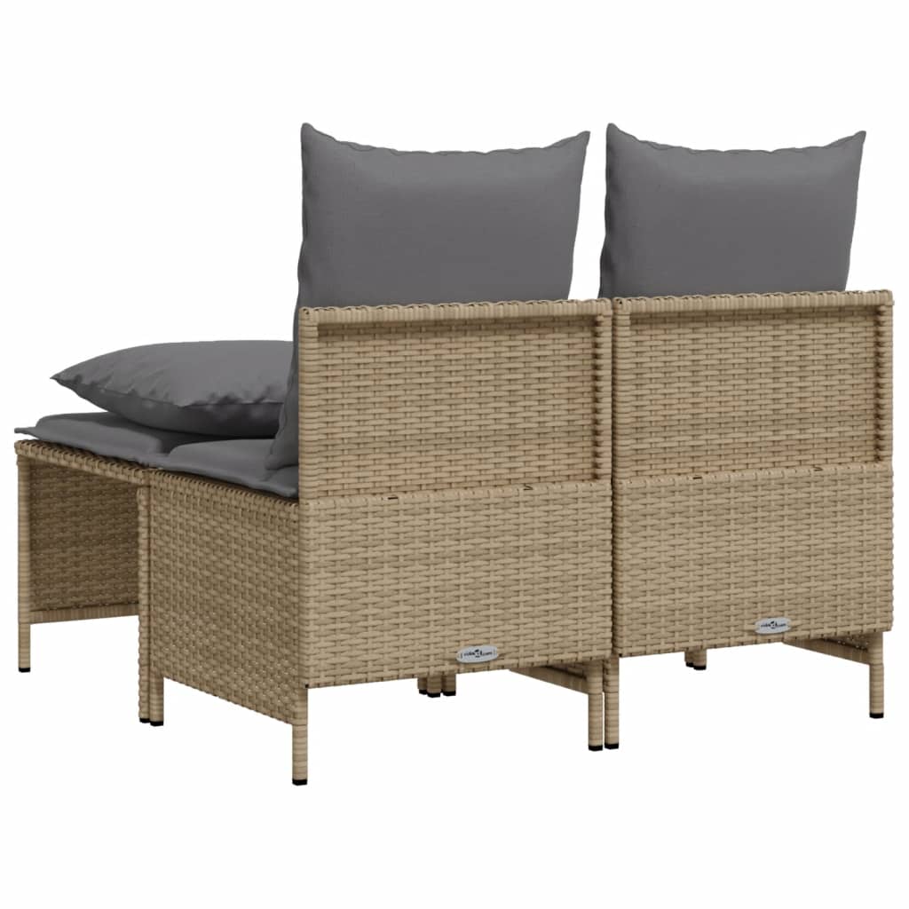 4 Piece Beige Poly Rattan Garden Sofa Set with Cushions
