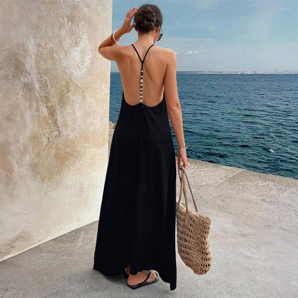 Ärmelloses Maxikleid für Damen Lässiger Lockere Passform Langes Sommerkleid Sommerkleider für Damen UK Damen Sommerkleider UK