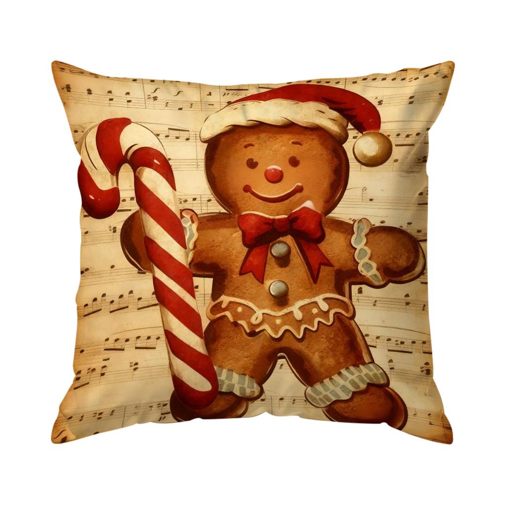 Christmas Gingerbread Man Pillowcase Printed Polyester 40/45/50cm Throw Pillowcover Decor Sofa Cushion Pillowslip Home Decor