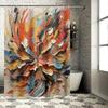 Artistic Shower Curtain with Vibrant Abstract Painting for Bathroom Decor Orange, Yellow, Blue and Red Colors