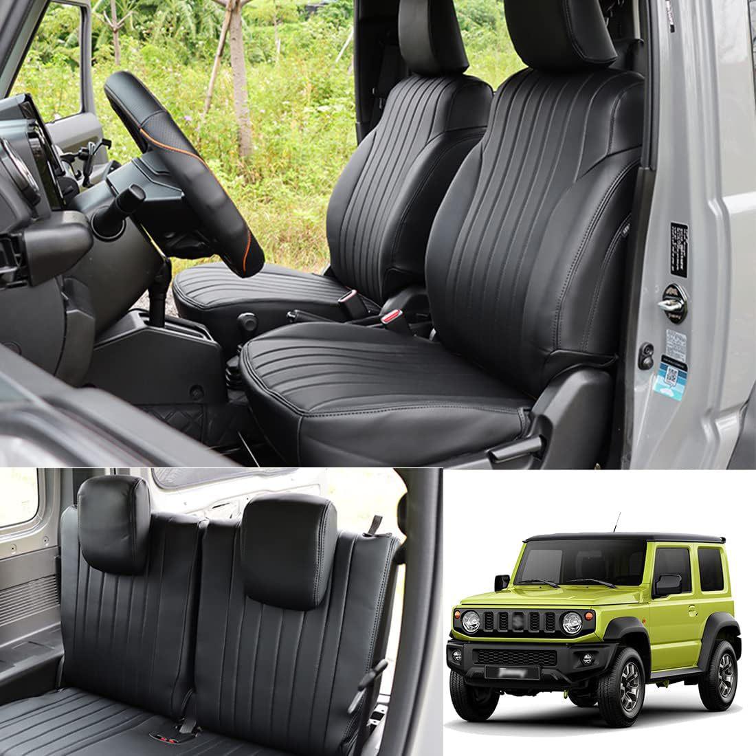 

3-дверный Jimny 2018+ JB64 JB74 Кожаные Премиум Чехлы на Сиденья с Полным Охватом Full Car Seat Cover чёрный