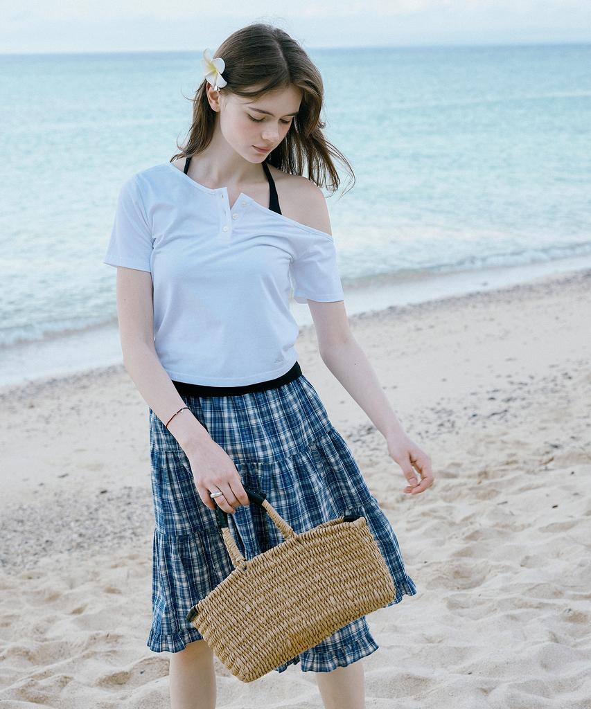 Letter From Moon Benny'S Tiered Midi Skirt (Blue)