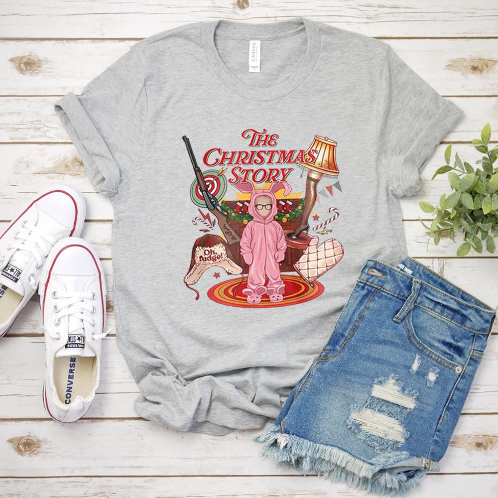 Funny Christmas Movie Tshirt Leg Lamp Christmas Shirt The Christmas Story Tshirt Unisex Women Xmas Printed Short Sleeves Tops