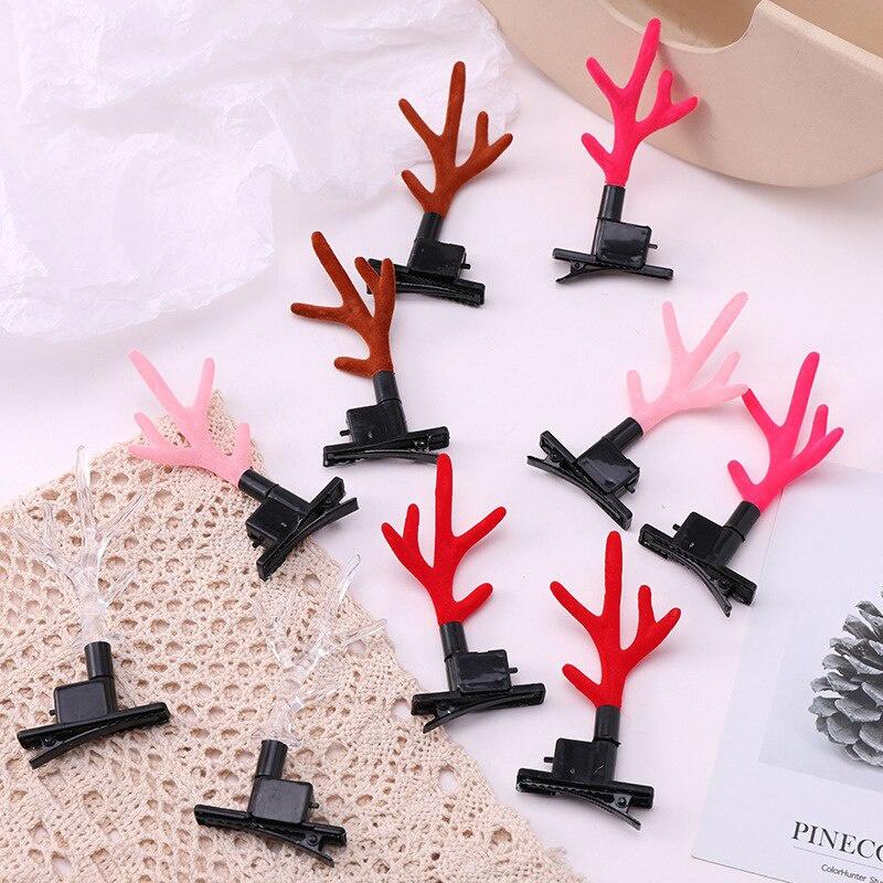 2pcs/Pair Christmas Glowing LED Antlers Hairpin Elk Red Headband Antlers Children Hair Accessories Headbands for Women Xmas Gift