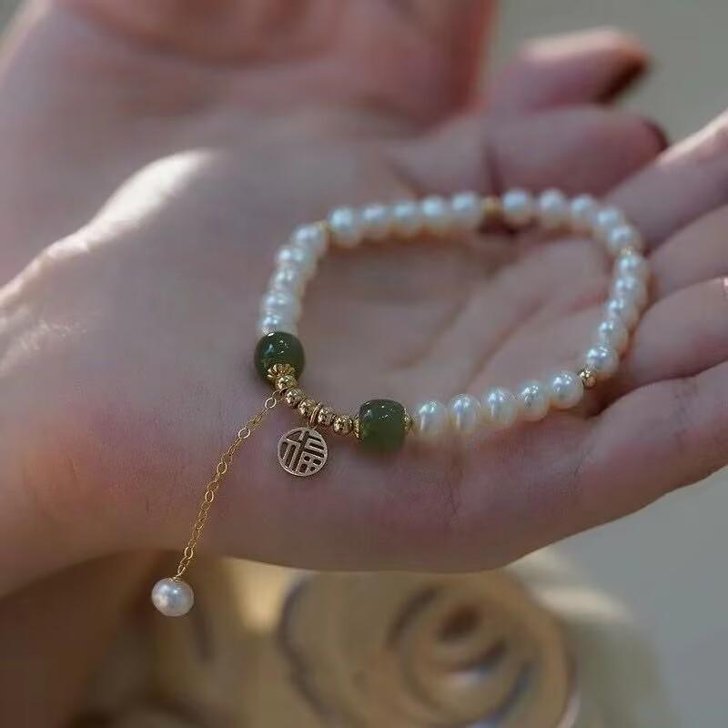 Retro Pearl Fu Markenarmband Damen Nischendesign High-End Armband Exquisite Mode Schlicht und Vielseitig