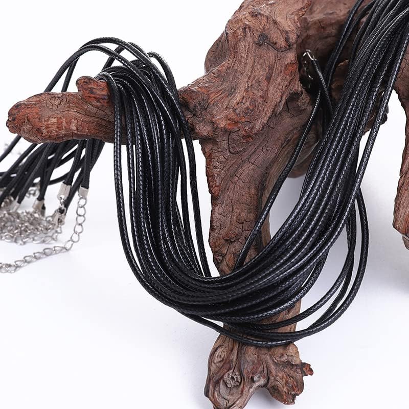 AAGWW 2mm*45cm 100pcs Leather Necklace Cords for DIY Handmade Necklaces with Lobster Buckles (Design: 2mm Thickness, Black, Total of 100)