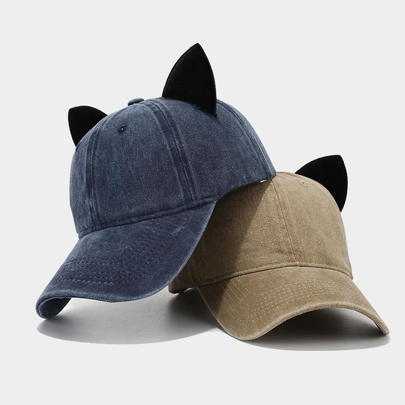 Cotton Velvet Cat Ear Baseball Cap For Women With Sun Protection And Breathability