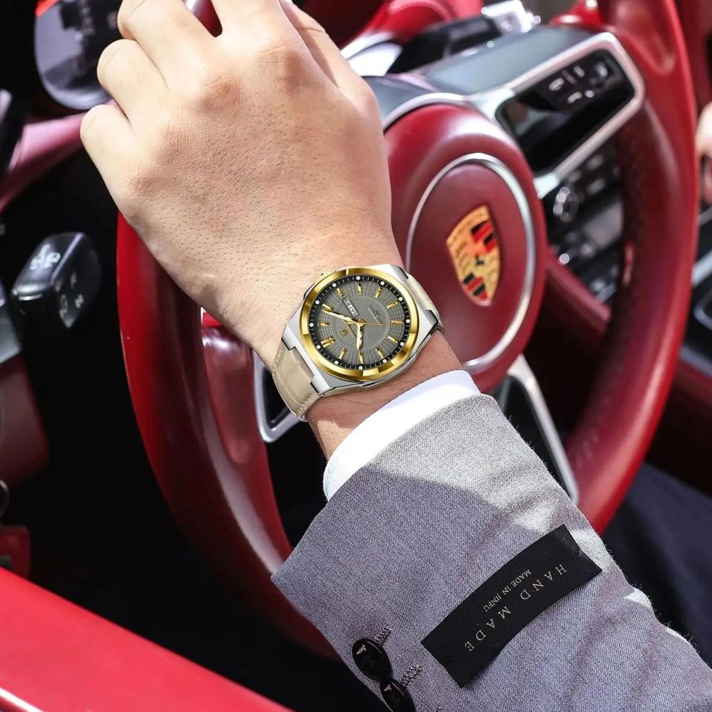 POEDAGAR Luxury Original Man Wristwatch Waterproof Luminous Date Week Quartz Men's Watches High Quality Casual Leather Men Watch