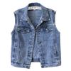 Trendy European-Style Embroidered Denim Vest for Women - Versatile Sleeveless Jacket, Short Style for Spring and Autumn 2025