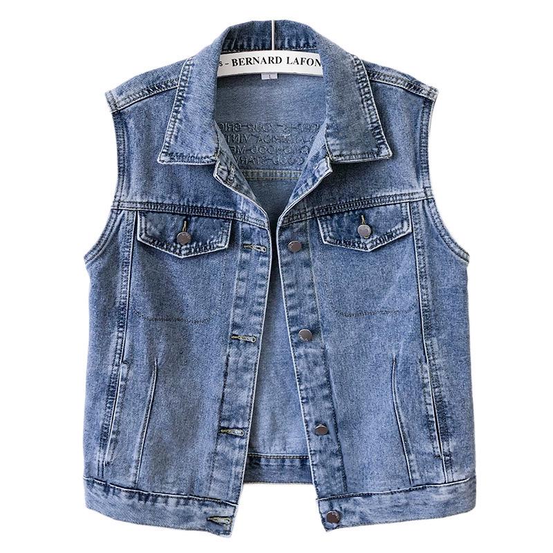 Trendy European-Style Embroidered Denim Vest for Women - Versatile Sleeveless Jacket, Short Style for Spring and Autumn 2025