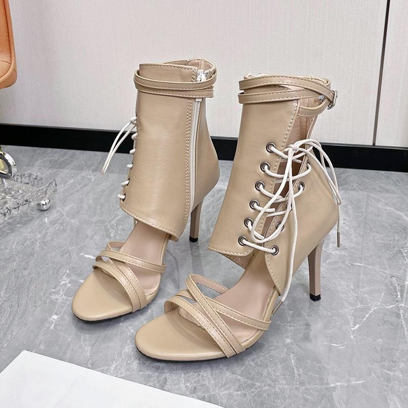 Fashion Fashion Women Fish Mouth Cool Boots Thin Heel Side Strap Short Boot Sandals Lady High Heel Sandals Zapatos Tacón Mujer Elegantes