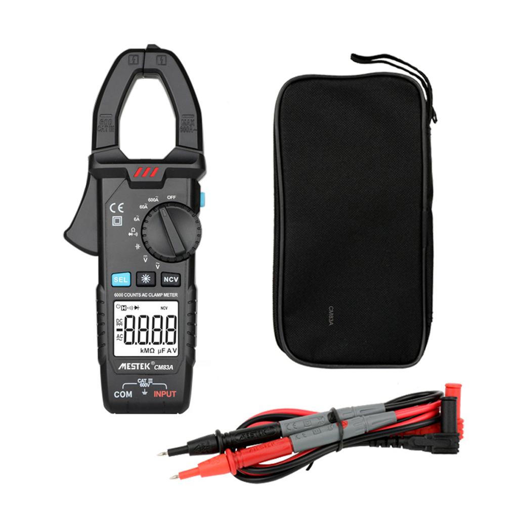  Digital Clamp Meter 600A AC Current 600V AC/DC Voltage Capacitance Measurement Data Hold Backlight NCV Tester Multimeter